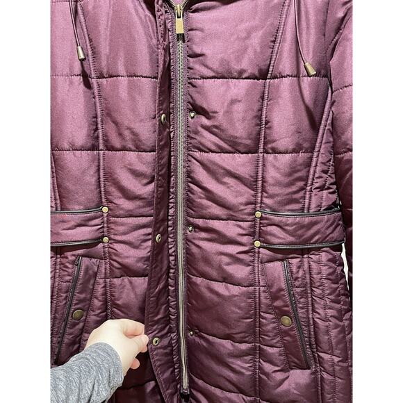 Intl Details Women's Puffer Coat Jacket Size S Full Zip & Snap Purple - Picture 3 of 5